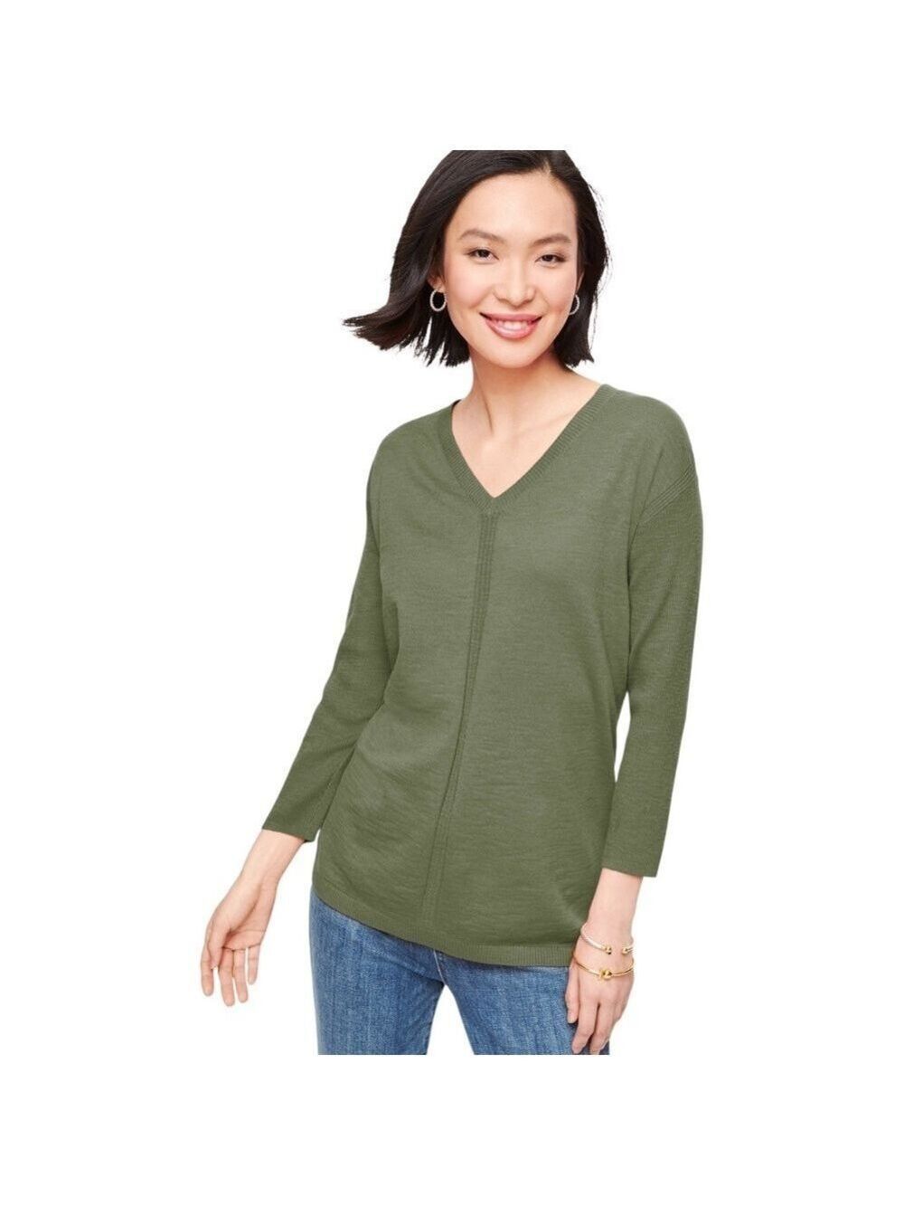 TALBOTS 100% Cotton V-Neck Sweater Medium